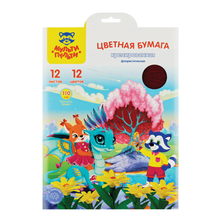 Цветная бумага крепированная Мульти-Пульти А4, 12цв., 12л. (CRf_44857)