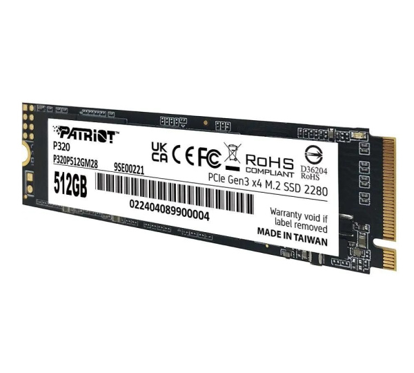 SSD-накопитель M.2 512Гб Patriot P320 [P320P512GM28](3D NAND,NVMe,3000/2200 Мб/с)