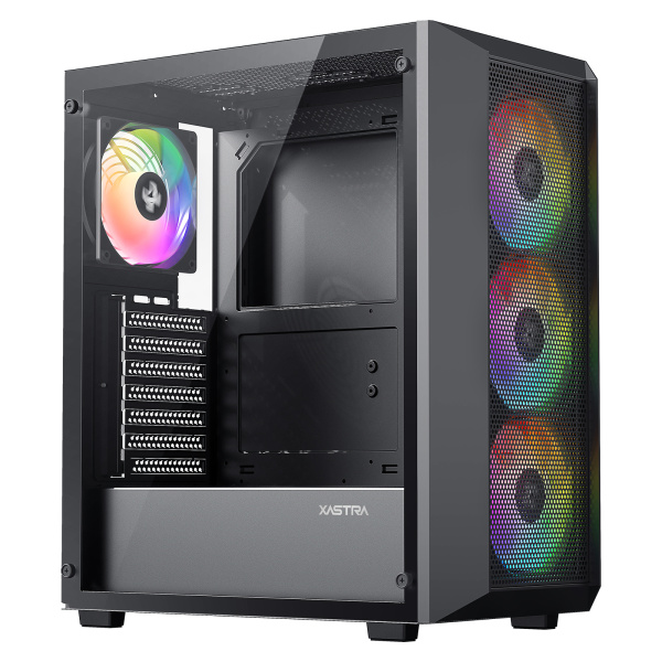Корпус ATX Б_БП XASTRA A406 4ARGB Black (USB3.0,Audio,TG,черный,4х120мм ARGB)[A406-4FC12A]