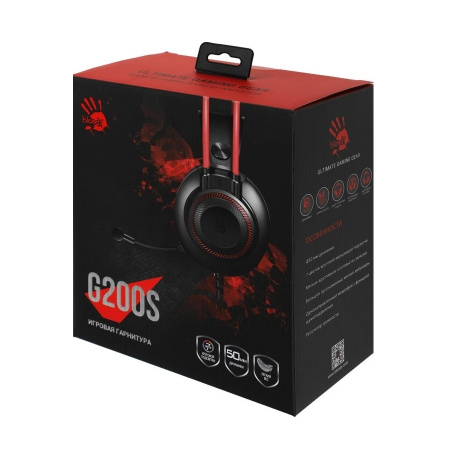 Игровая гарнитура A4Tech Bloody G200S мониторные кабель 2м, Black/Red
