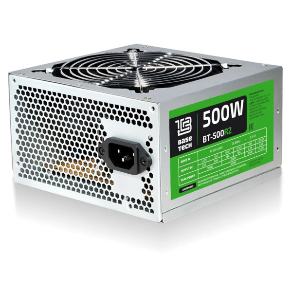 Блок питания 500Вт BaseTech R2 (120мм,PCI-E,4SATA,кабель 220V в комплекте)[BT-500R2]