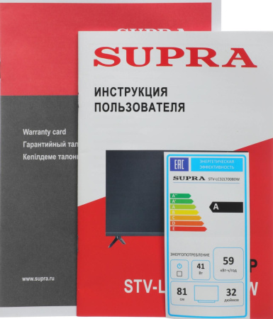 Телевизор LED Supra 32" STV-LC32LT0080W черный HD 60Hz DVB-T DVB-T2 DVB-C DVB-S DVB-S2 USB (RUS)