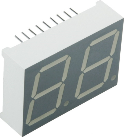 Индикатор цифровой, 2разряда, 35.8*25.85мм, 8.8., 7сегментный, CA, 18пин, красный, DA08-11SRWA