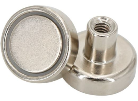 Неодимовый магнит с внутренней резьбой, М4, D20мм, сцепление 12кг, SND20