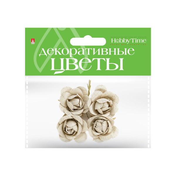 Декоративные украшения из мешковины, 4шт., "Цветы" Hobby Time 2-367/01