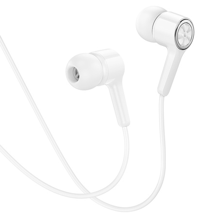 Гарнитура проводная HOCO M104 вставные, кнопка ответа, кабель 1.2м, белый