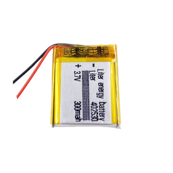 Аккумулятор Li-Pol 3.7в,   300мАч, 4.0*25*30мм, контроллер, 2 провода, 402530