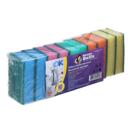 Губка для мытья посуды Donna-Bella 8*5,3*2,6см, 10 шт (1579094)
