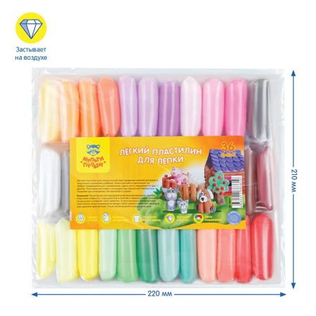 Пластилин 36цв. Мульти-Пульти лёгкий воздушный застывающий (ЛП_40361)