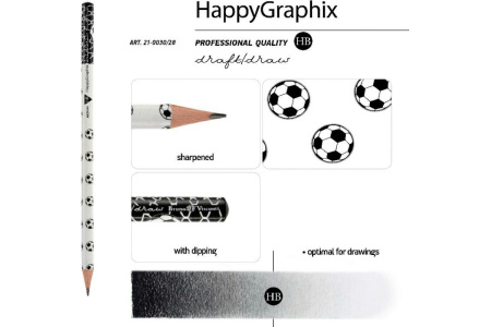 Карандаш ч/гр. BV Happy Graphix "Футбольные мячи" (НВ) 21-0030/28