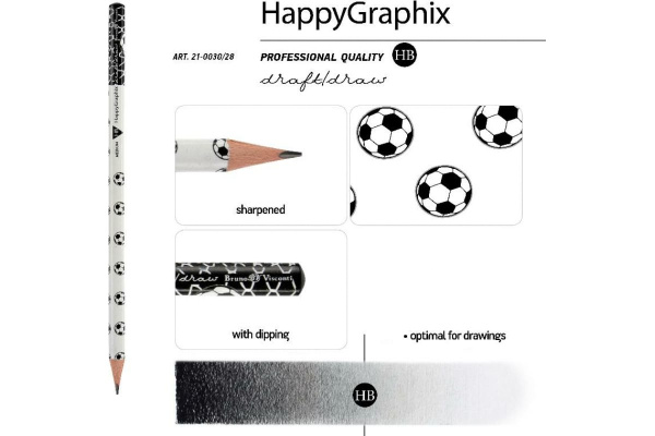 Карандаш ч/гр. BV Happy Graphix "Футбольные мячи" (НВ) 21-0030/28