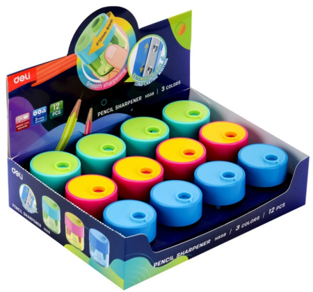 Точилка DELI 1 отв., ассорти (EH558)