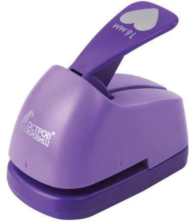 Дырокол фигурный "Сердце", диаметр вырезной фигуры 16 мм, ОСТРОВ СОКРОВИЩ, 227148