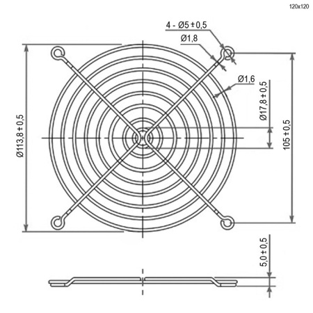 Решетка вентилятора 120*120мм, металл, FG-12