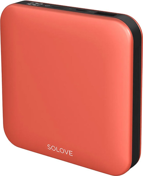 Аккумулятор внешний 10000_mAh Xiaomi Mi SOLOVE со встроенными кабелями USB и Lightning (A2-PRO ORANG