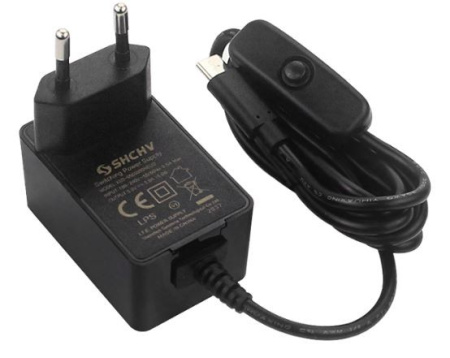 Блок питания сетевой, 5в, 3а, 15вт, Type-C, выключатель, сетевая вилка