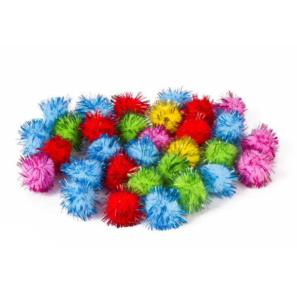 Помпоны для творчества, БЛЕСТЯЩЕЕ, 5 цветов, 25мм, 30шт.,ОСТРОВ СОКРОВИЩ, 661425