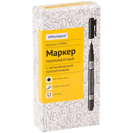 Маркер перманентный OfficeSpace 05мм., мет, наконечник, черный (270905)