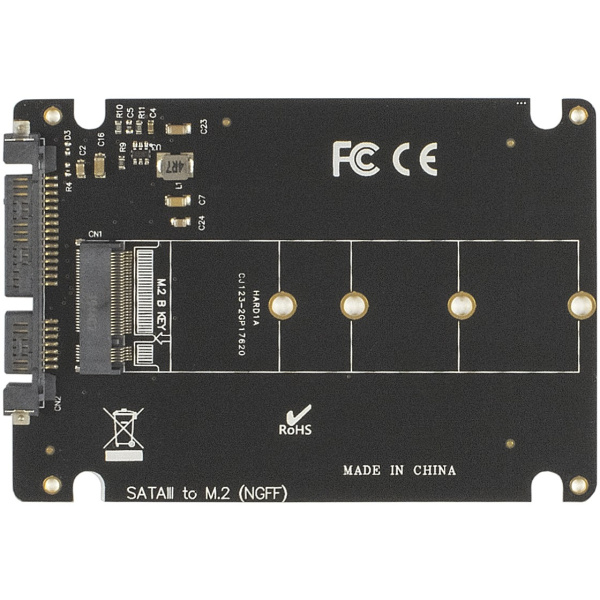 Переходник M.2 B key -> 2.5" SATA ExeGate EXE-527 (для установки SSD M.2 в отсек 2.5"))