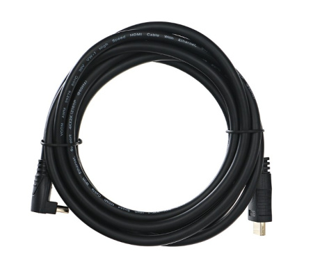 Кабель HDMI(m) - HDMI(m)  3.0м VCOM, v2.0, позол. контакт, угловой, черный (CG523-3M)