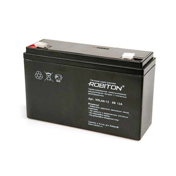 Аккумулятор свинцовый  6в, 12Ач, Robiton VRLA6-12, 151*50*94мм