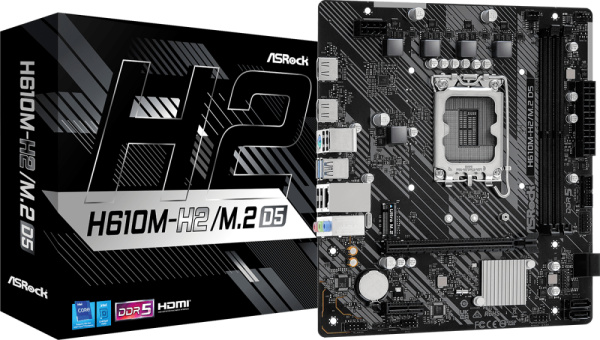 Мат.плата S1700 H610 ASRock H610M-H2/M.2 D5 (mATX,2DDR5,M.2,PCI-E16,PCI-E,2HDMI,PC5600)