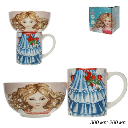 Набор столовый Кукла MFKS2-3cl керам+игрушка(686605) 2пр фарфор