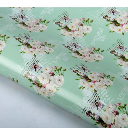 Бумага упаковочная подарочная "Нежные цветы" 70*100см