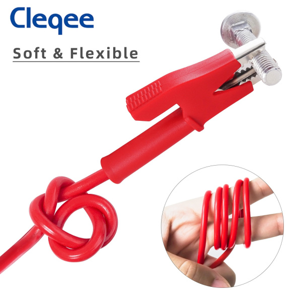 Тестовые провода Cleqee P1040, banana-крокодил, 1000в, 15а, черный+красный