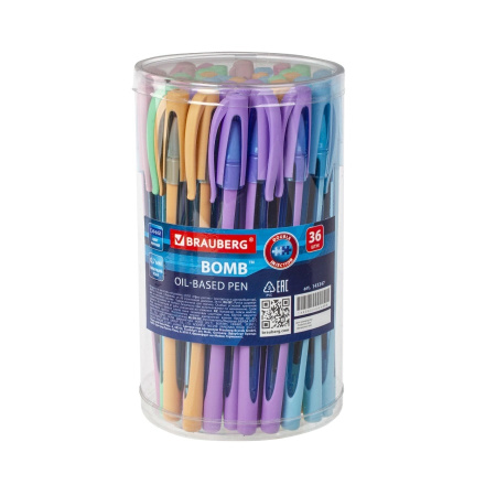 Ручка шариковая BRAUBERG "BOMB GT Pastel", масляная, синяя, 0,7 мм (143347)