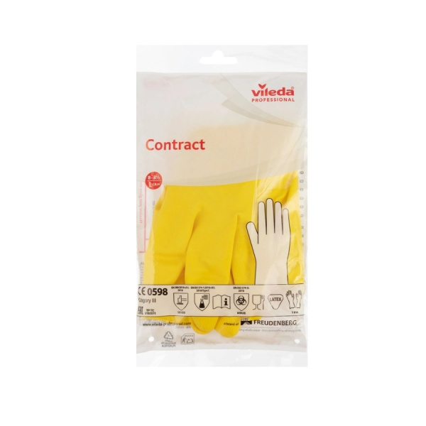 Перчатки хоз. латексные VILEDA Contract, желтый, размер L (174325/515177)