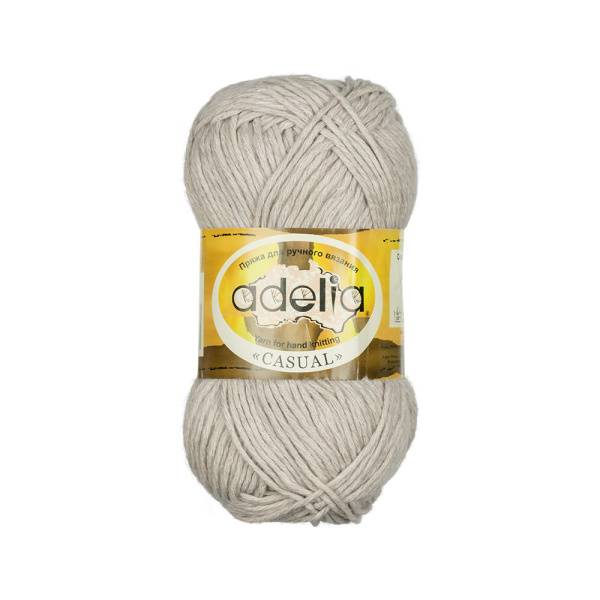 Пряжа ADELIA "CASUAL" 72% хлопок, 28% акрил 1 шт. х 50 г 130 м ± 6 м №03 серо-бежевый