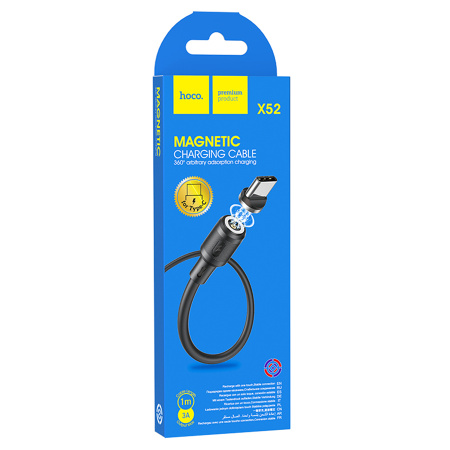 Кабель USB Type-C (m) - USB(m) HOCO X52 1м, 3.0A, черный, магнитный