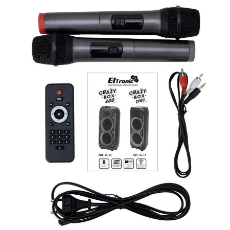 Портативная колонка ELTRONIC 30-37 CRAZY BOX 1200 динамик 10" 2шт. 120Вт, Bluetooth, TWS, FM, USB,  miс