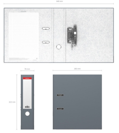 Папка-регистратор 70мм. Erich Krause "Стандарт" мет. кант, серый (286)