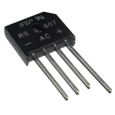диодный мост RS607, 6A, 1000V, 23.2*7*19.3mm