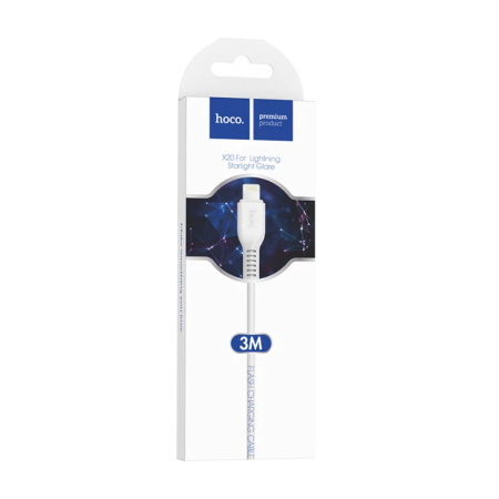 Кабель Lightning (m) - USB(m) HOCO X20, 3м, 2А белый