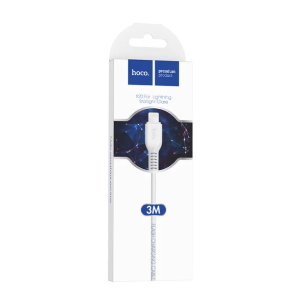 Кабель Lightning (m) - USB(m) HOCO X20, 3м, 2А белый
