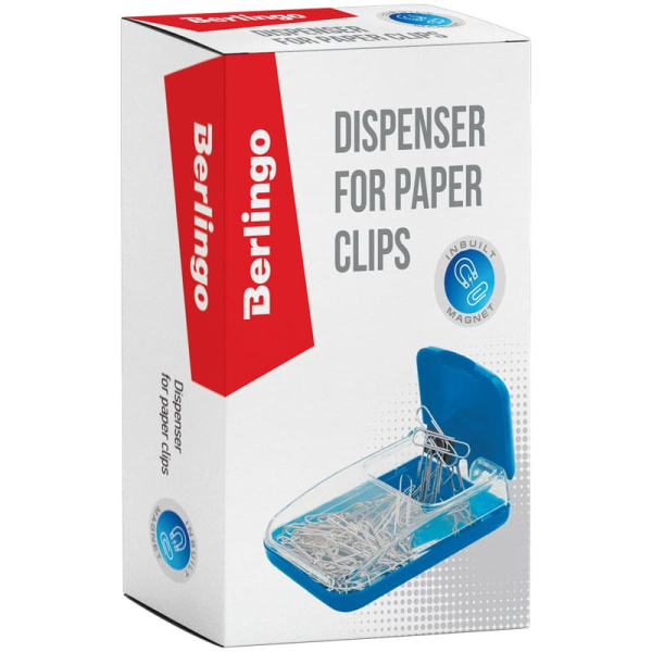 Скрепочница BERLINGO магнитная с крышкой без скрепок, ассорти (DBd_00029)