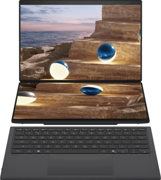 Ноутбук ASUS Zenbook Duo UX8407AA-SN279X Intel Core Ultra 9 386H/LPDDR5X 32GB 1TB/Intel Arc Graphics /14" 3K (2880 x 1800) OLED 16:10 TOUCH,WiFi 7+BT 5.4/ WIN11 PRO/1.65 kg/Moher Gray/Stylus+Sleeve