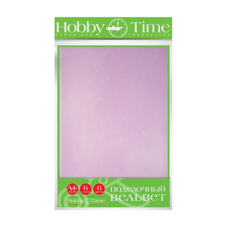 Поделочный вельвет "Пастельные цвета", 6л., 6цв., Hobby Time 11-406-282