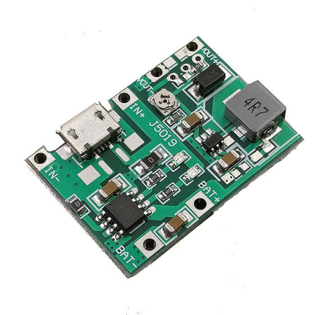 Модуль зарядки Li-ion 1S 1А, MicroUSB, с выходом StepUp 4.2..27в
