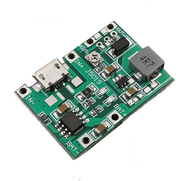 Модуль зарядки Li-ion 1S 1А, MicroUSB, с выходом StepUp 4.2..27в