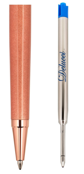 Ручка шариковая Delucci "Fenice" золото/черный, поворотная, синяя (CPs_11426)