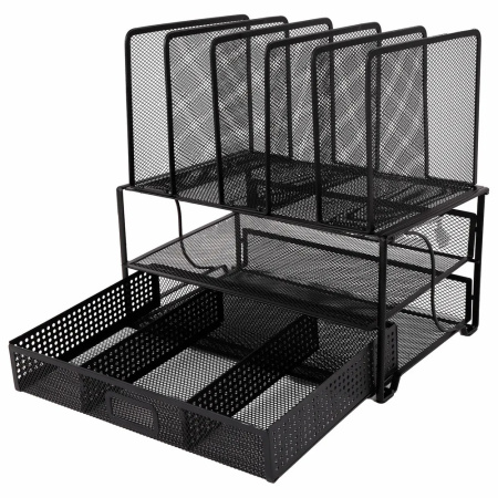 Настольный органайзер BRAUBERG "Germanium" металлический, черный (272474)