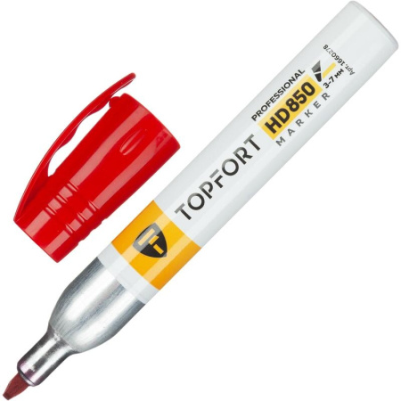 Маркер перманентный TOPFORT HD850 промышленный, 3-7мм, красный 1660278