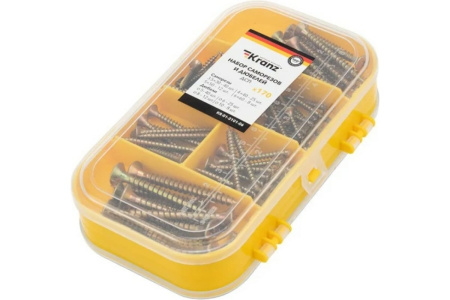 Набор саморезов и дюбелей для ДСП Kranz KR-01-3101-06, 170 штук, пластиковый кейс