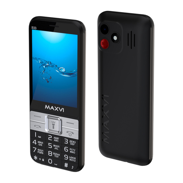 Сотовый Maxvi B33 Black 2sim/3.36"/320*240/microSD/0.3МП/Bt/3000мАч/моноблок