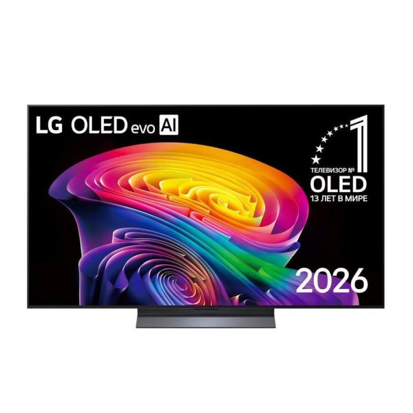 Телевизор 55'' LG/ 55'' OLED, Ultra HD, Smart TV(WebOS 26), Wi-Fi 6, Bluetooth v 5.3, MR NFC, 120Hz Native (VRR 165Hz), 2.2ch 40Вт Dolby Atmos, 4хHDMI, 2хUSB, 1 Pole, черный металл, 2026