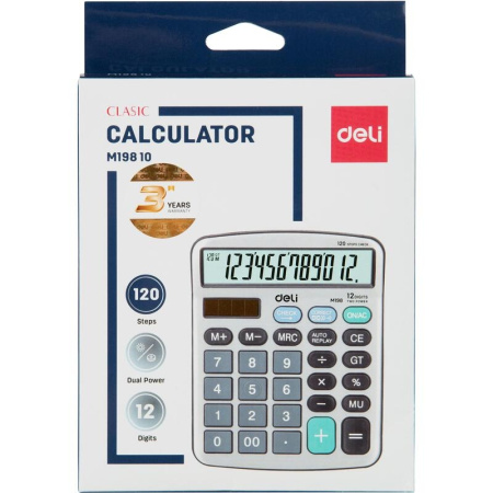 Калькулятор DELI 12 разр., металл. (EM19810)